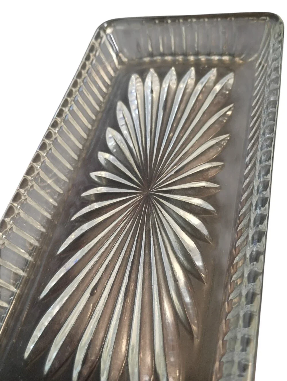 Vintage Copper Craft Brass Relish Tray With Starburst Crystal Inserts EUC